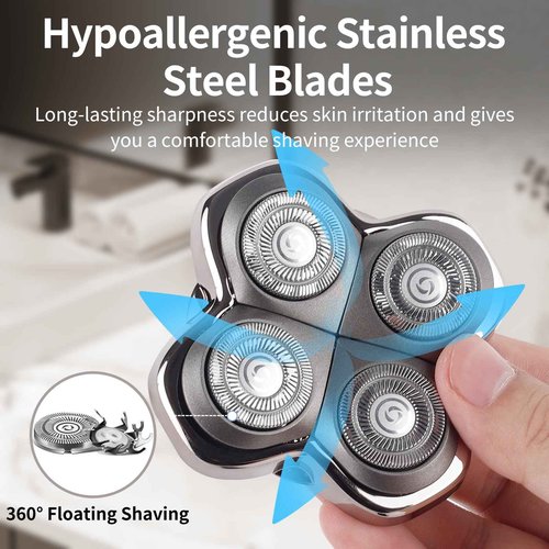 2 Pack Head Shaver Replacement Heads Compatible with Skul Pitbulls Gold PRO,Silver PRO, Platinum PRO,Butterfly Kiss PRO - Hypoallergenic Stainless Steel Shaver Foil Replacement - 4D Floating Blade