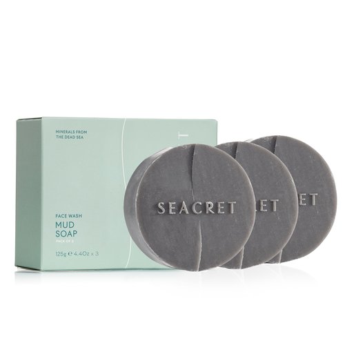 SEACRET MUD SOAP BAR: All-Natural Black Mud Bar Soap, Enriched with Guinness Kernel Oil, Witch Hazel & Sea Salt for Cleaning, Exfoliating, Detoxifying Face & Body, Normal to Oily Skin, 3 Pack, 4.4 Oz
