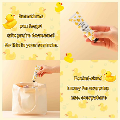 24 Pcs Christmas Positive Duck Gifts Bulk for Coworkers Hand Cream Mini Lotion Bulk Team Appreciation Gift Emotional Support Positive Ducks Gifts for Duck Lovers Women Employee Group Social Workers