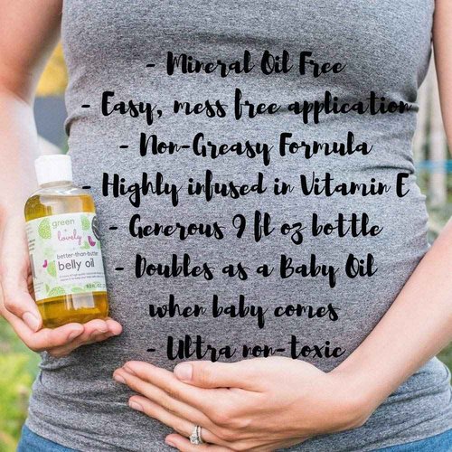 Green + Lovely Better than Butter Belly Oil(Tangerine) | Pregnancy Stretch Mark Prevention | 9 fl oz. Lasts for up to 6 Months | Natural Oil and Vitamin E Enriched for Amazing Skin Pre/Post Pregnancy