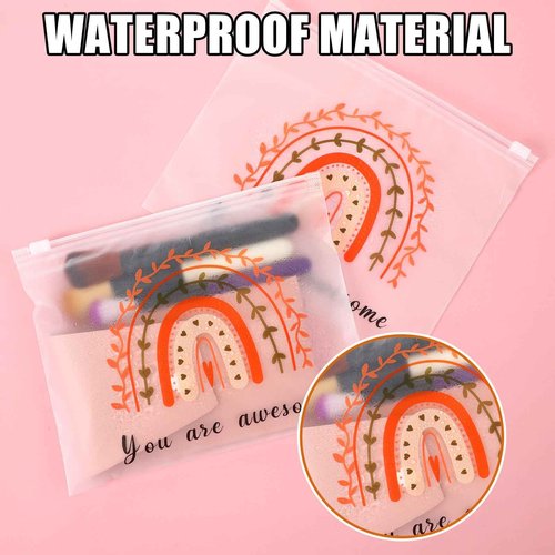 Sweetude 150 Pcs Christmas Gift Bags Bulk Makeup Bags for Women EVA Christian Cosmetic Bag Holiday Party Favors Thank You Gifts Teacher Nurse Rainbow Inspirational Toiletry Pouch with Zipper(Rainbow)