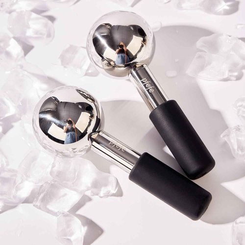 Pfefe 360 Rotating Ice Globes for Face & Eyes, Unbreakable Stainless Steel Cryo Sticks for Beauty Routines, Facials Cold Roller Colling Globes for Puffiness, Wrinkles, Dark Circles, Headaches