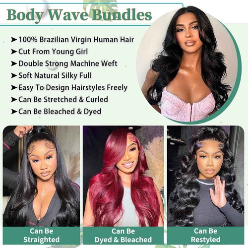 14A Human Hair Bundles Body Wave One Bundle 100% Unprocessed Brazilian Virgin Hair Bundles Body Wave Human Hair Extensions Natural Black Color (one bundle, 22)