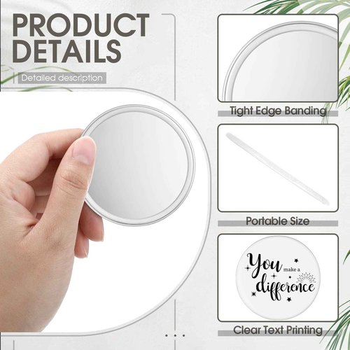 Hoolerry 24 Pcs Christmas Inspirational Compact Mirror Bulk for Women You Make a Difference Round Portable Mini Pocket Makeup Mirror for Employee Coworker Team Building Staff Group Member Gifts