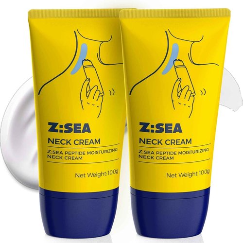 Z:SEA Neck Firming Cream with Roller - Anti-Aging Neck Cream with Peptide, Collagen, Hyaluronic Acid, Vitamin B5, Ceramide & Niacinamide - Moisturizing, Smooths Wrinkles & Fine Lines, 3.52 oz-2 PACK