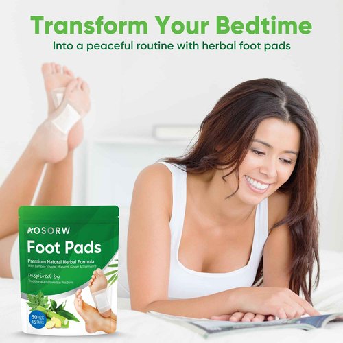 AOSORW Natural Cleansing Foot Pads - Premium Foot Care - Relieves Stress and Fatigue - Improves Sleep and Supports Body Cleansing - 30 Pads