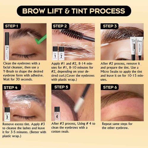 Lash Lift Kit 4 in 1 Brow Lamination Kit, Professional Eyelash Perm Kit for Beginner Salon Quality at Home with Long-Lasting Natural Brown Color