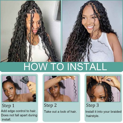 Human Boho Braiding Hair 100% Human Hair Deep Wave 20 Inch Knotless Braids Hair Unprocessed Virgin Brazilian Hair Extensions Bulk 2Bundles /Pack Wet & Wavy No Weft Natural Color 12A