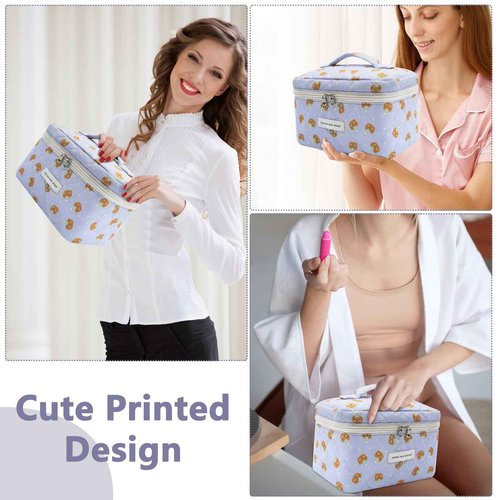 Large Makeup Bag, Cute Cosmetic Bag for Women Girls, Floral Coquette Aesthetic Toiletry Bag, Travel Make Up Organizer Bag (Sheep Print）