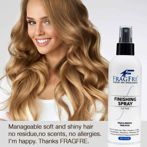 FRAGFRE Hair Finishing Spray 8 oz (2-Pack Gift Set) - Fragrance Free Hypoallergenic Paraben Free - Hair Spray for Sensitive Skin - Flexible Soft Hold - Quick-Dry Denatured Alcohol - Vegan