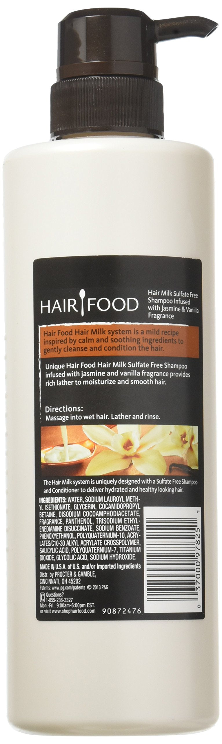 Hair Food Sulfate Free Hair Milk Shampoo with Jasmine & Vanilla Fragrance, 17.9 Fluid Ounce