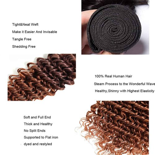 1B430 Bundles Human Hair #4 Brown Deep Wave Bundles 30 Inch Unprocessed Virgin Light Brown Bundle Hair Extensions