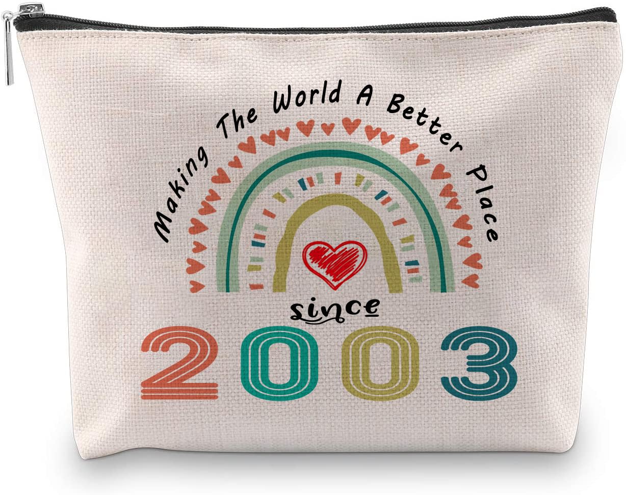 21st Birthday Gifts for Women, Making The World A Better Place Since 2003 Cosmetic Bag, 2003 Birthday Party Gifts, Makeup Bag Travel Pouch for 21 Year Old Woman, Daughter Granddaughter Friend Sister