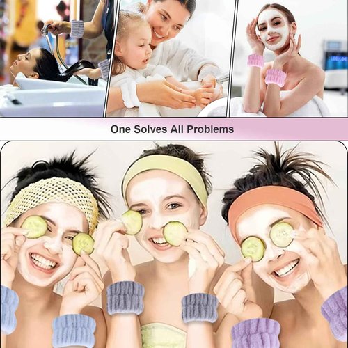 TS-MAYKA 20 Pcs Wrist Bands for Washing Face, Absorbent Face Washing Wristbands, Spa Wrist Towels Beauty Towel Bands Arm Bands for Washing Face for Prevent Water from Running Down Arms