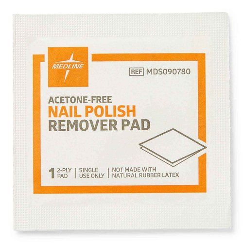 Medline Individual Nail Polish Remover Pads, Acetone Free, Perfect for Travel and Home Use, Case of 1000