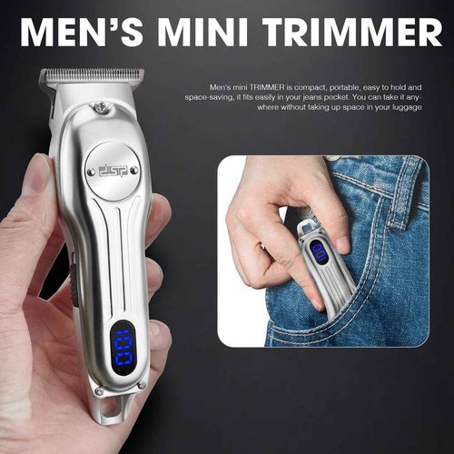 DSP Beard Trimmer for Men, Cordless Hair Clipper Shavers, Facial Hair Trimmer for Beard & Mustache Trimming, Professional Haircut Kit for Men Rechargeable LED Display (Silver)