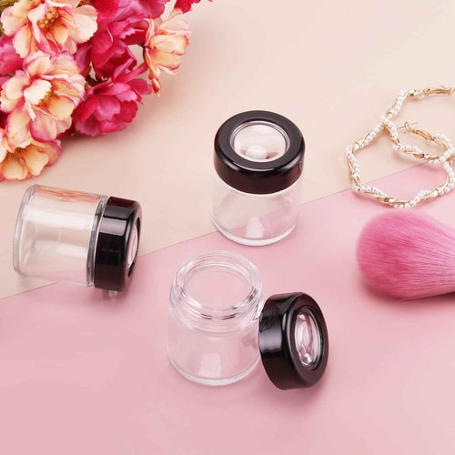 (12 Packs) Green Nexus 30g/30ml Glass Jars with Magnifying Lid for Lip Balm, Lotion, Oil, Cream, Makeup, Cosmetics - Ideal for Retail Display and Samples