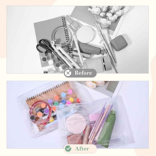 Giantree 50 PCS Small Clear Makeup Bag, 9.8"x7" Mini PVC Waterproof Cosmetic Organizer Bags Moisture-proof Portable Zipper Pouches Toiletry Bags Swimsuit Storage Bag with Zipper