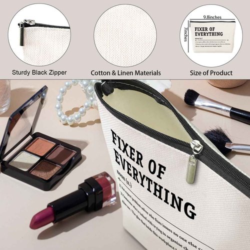 Fixer of Everything Noun Makeup Bag Appreciation Gifts Coworker Leaving Gifts Funny Office Supplies Office Gifts for Women Boss Colleagues Friend Birthday Christmas Boss Day Travel Toiletry Bag