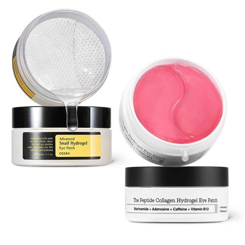 COSRX Advanced Snail Mucin Hydrogel Eye Patch + Peptide Collagen Hydrogel Eye Patch, Korean Skin Care