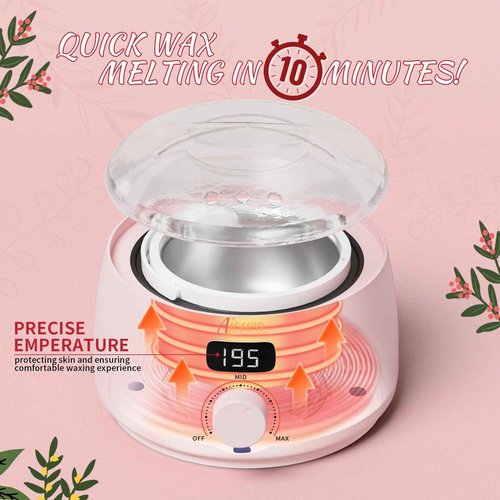Ajoura Digital Wax Warmer, 10 minutes Quick-Heat Hair Removal Kit with Precision Temp. Control, Wax Heater including 30 Waxing Sticks & 2 Pairs of Gloves, Ideal Home & Salon Use for Whole Body