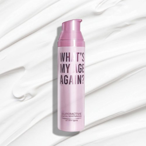 What’s My Age Again? SuperActive Facial Moisturizer | Daily Hydrating Face Moisturizer with Hyaluronic Acid, Niacinamide, Glycerin, Peptides, Vitamins B5, C & E | Clean, Vegan, Sustainable & Cruelty-Free | EWG Verified | Fragrance Free | All Skin Types |