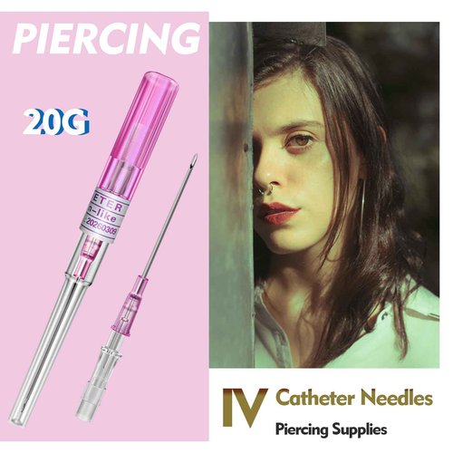 Rayyl 20G Catheter Piercing Needles - 50Pcs Piercing Needles Catheter Needles Disposable for Ear Nose Belly Lip Tongue Cartilage Piercing Needles Supplies
