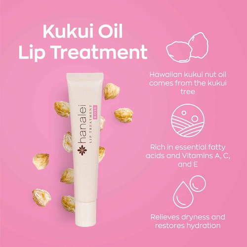 Hanalei Sugar Lip Scrub and Lip Treatment (Rose Tint) Bundle, Made with Raw Cane Sugar and Real Hawaiian Kukui Nut Oil (Cruelty free, Paraben free)