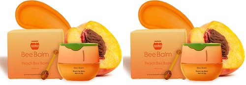 Original My Bee Balm Lip Balm - Peach Hydrating Balm Honey Pot for Dry, Chapped & Cracked Lips with Propolis, Honey & Vitamin E - Soften, Smooth & Reduce Lip Lines (Pack of 2)