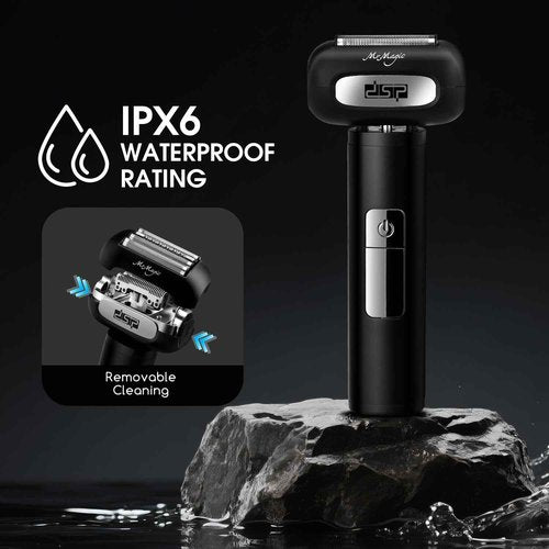 DSP Electric Shavers for Men, IPX6 Waterproof, Type-C, Rechargeable Shaver, 4-Blade Cutting System, Electric Foil Shaver, Travel Lock (Black)