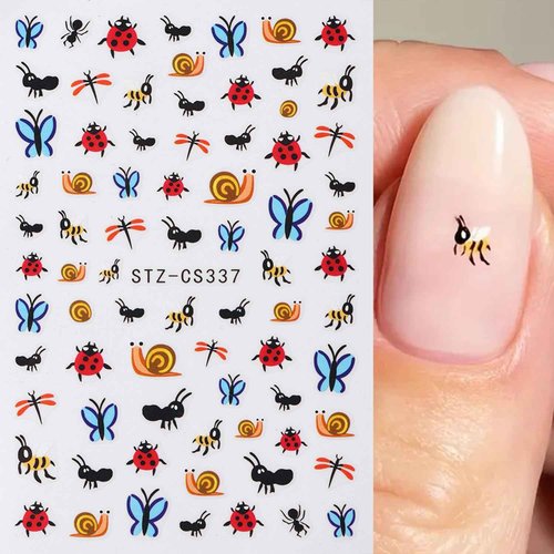 6 Sheets Cartoon Animal Nail Stickers Decals Cute Butterfly Ant Nail Art Stickers Self-Adhesive Designs Ladybug Nail Art Decals for Women DIY Nails Decorations