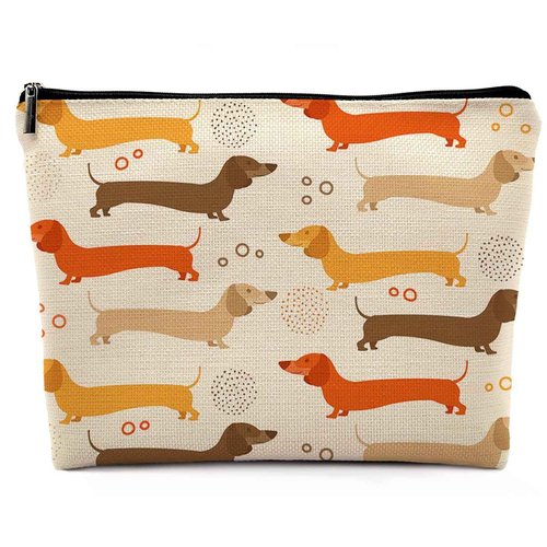 Dwept Dachshund Cosmetic Bag, Funny Puppy Makeup Bag for Purse, Wiener Travel Toiletry Bag, Gifts for Women Dog Lovers Makeup Bag Beauty Bag