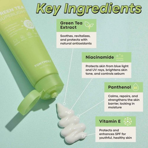 TONYMOLY Green Tea SPF 50 Sunscreen & Panda's Dream So Cool Eye Stick - SPF 50 Sun Protection with Green Tea & Cooling Eye Cream