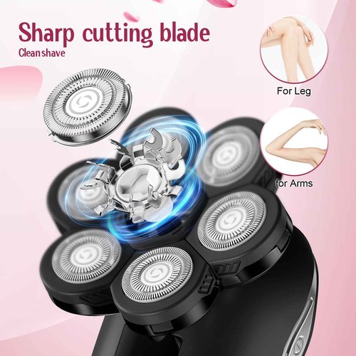 Electric Razors for Women,7D Gifts for Women,Cordless Electric Shaver with Detachable Head Wet/Dry Facial Hair Remover for Legs Painless Water Resistant (Black)