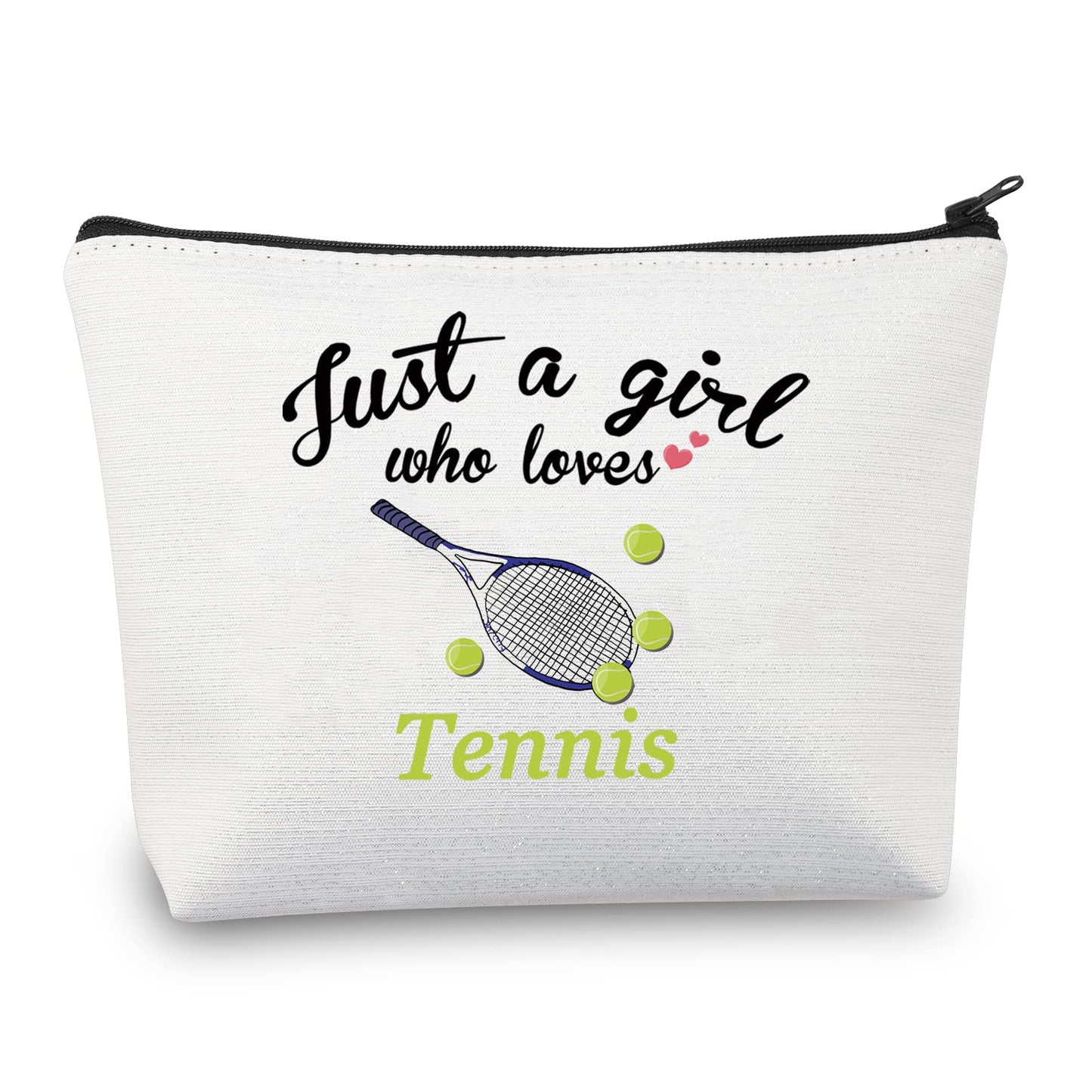 CMNIM Tennis Makeup Bag for Her Tennis Players Gifts Tennis Racquet Cosmetic Bags Small Travel Pouches (just a Girl Who Loves Tennis Makeup Bag)