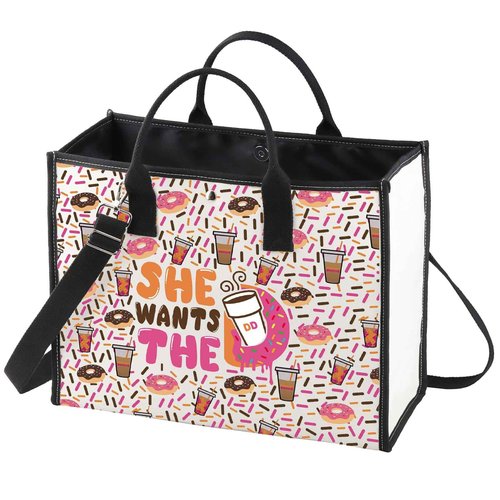 WZMPA Donuts and Coffee Cosmetic Makeup Bag Donuts Lover Gift She Wants The Donuts Makeup Zipper Pouch Bag For Friend Family (She Wants The BG)