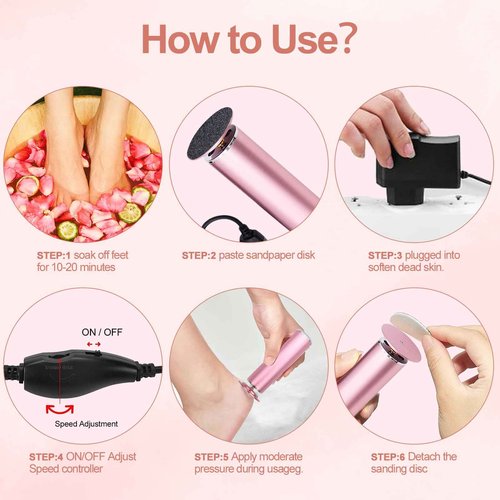 Electric Foot File 2025 Upgrades Foot Callus Remover,Electric Callus Remover for Feet with 60 Pcs Sandpaper Discs, Foot File with Speed Controller,for Dead Dry Crack Skin Calluses