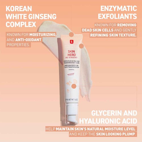 Erborian Skin Hero with White Ginseng, Facial Concealer and Makeup Primer - Non-Tinted Bare Skin Perfecting Face Moisturizer Smooths, Blurs & Illuminates - Silicone Free Korean Skincare