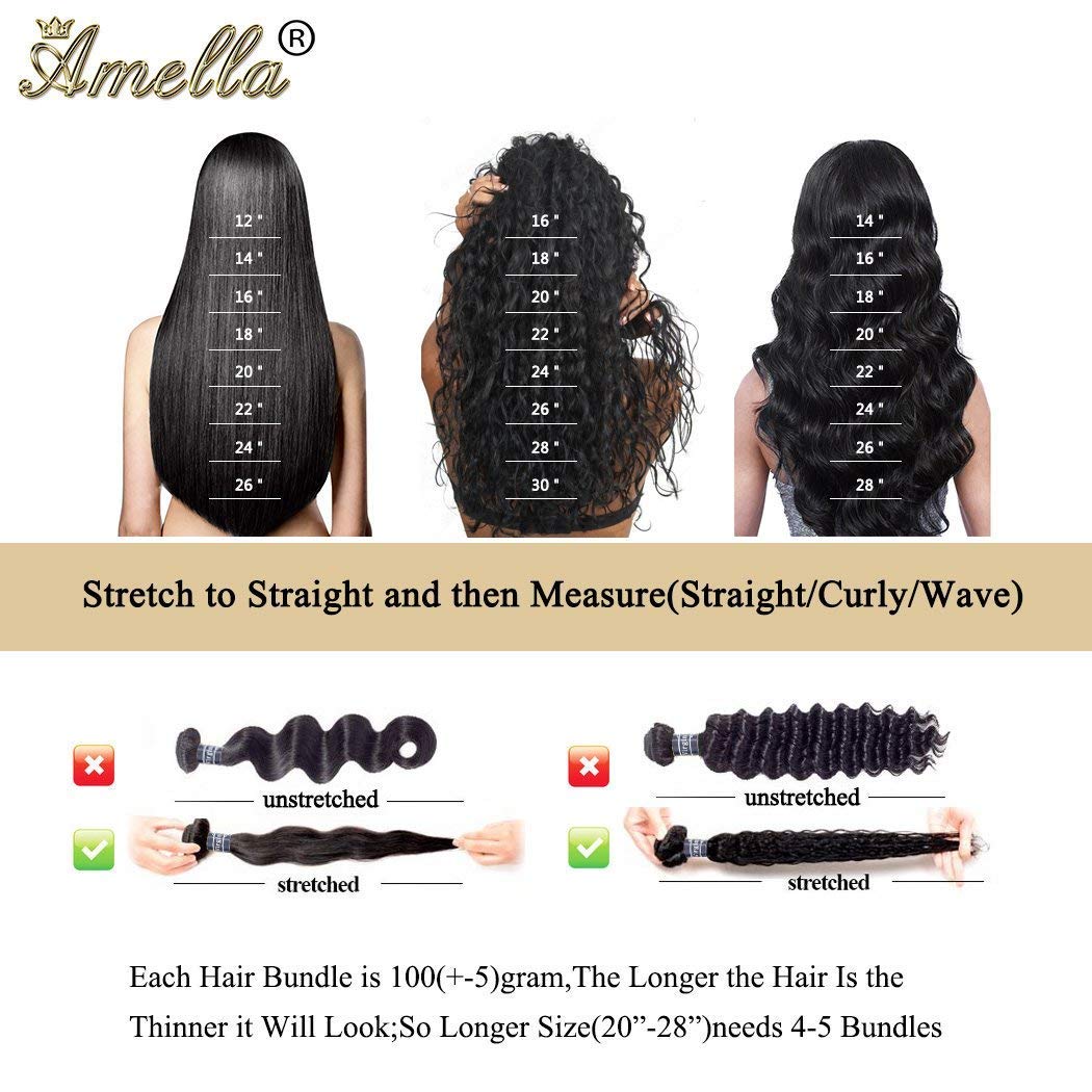 Amella Hair 8A Grade Brazilian Hair Deep Wave Virgin Human Hair Extensions Brazilian Deep Wave Hair Weave 3 Bundles Unprocessed Natural Black Color 12 14 16inch