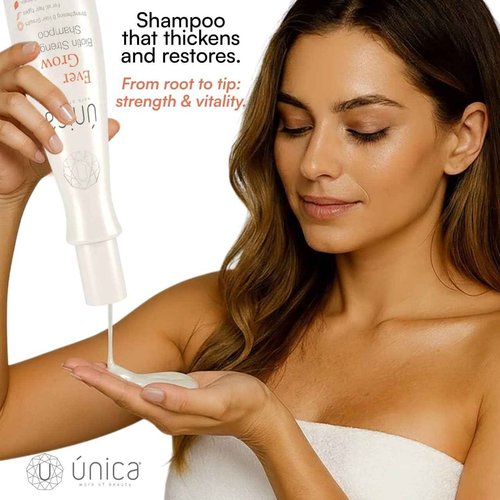 U ÚNICA WORK OF BEAUTY UNICA Ever Grow Biotin Strengthening Shampoo – Fortifying Formula with Keratin, Biotin & Botanical Extracts – Sulfate-Free Growth & Thickening Cleanser – 10.1 fl oz