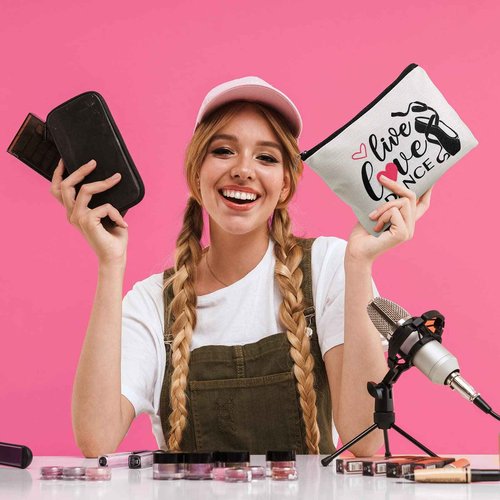 Tondiamo 4 Pcs Dancer Appreciation Gifts Dance Makeup Cosmetic Bags Ballerina Ballet Lover Bag Toiletry Zipper Travel Pouch Gift for Christmas Women Teacher Team