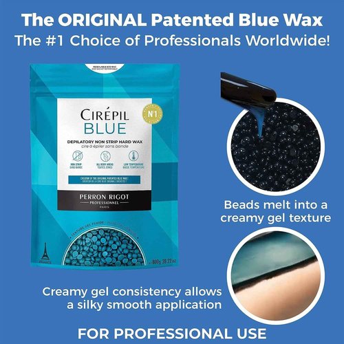 Cirepil - Blue - 400g - 14.11 oz Wax Beads Bag - All-Purpose, Unscented & No Strip Needed - Perfect for Sensitive Skin - Fluid Gel Texture, Easy Removal, Peel-Off Wax
