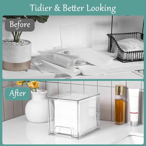 VEGEVIGI Disposable Face Towel Holder Intended For Face Towels XL, Facial Towel Storage Box Dispenser For Clean Towels For Bathroom