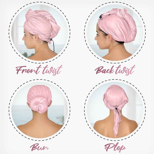 THE PERFECT HAIRCARE Curly Hair Girls Microfiber Plopping Towel Set - Anti-frizz Silky Smooth Hair Drying Wrap for Women - Super Absorbent Large Hair Towel + 2 Scrunching Towels to Micro Plop