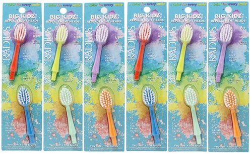 RADIUS Big Kidz Forever Brush Replaceable Head for Children, 6 Years and Up, BPA Free ADA Accepted for Growing Teeth and Gums, 2 Heads - Extra Soft
