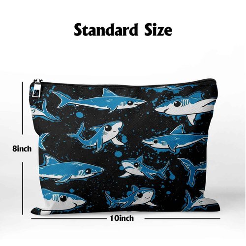 Cafl Underwater World Shark Makeup Bag Shark Toiletry Bag Cosmetic Bag for Women Large Capacity Makeup Bags Travel Toiletry Bag Accessories Organizer 10 * 8in
