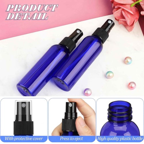 TREEHAC 100 PCS 3.4 oz Plastic Spray Bottles with Fine Mist Nozzles for Essential Oil Travel and Refillable Cosmetic Use(Blue)