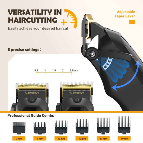 Professional Cordless Hair Clippers for Men- Hair Cutting Kit for Barbers & Family, Wireless Beard Hair Trimmers Set with LED Display, Rechargeable Hair Cutting Machine for Family (Black)