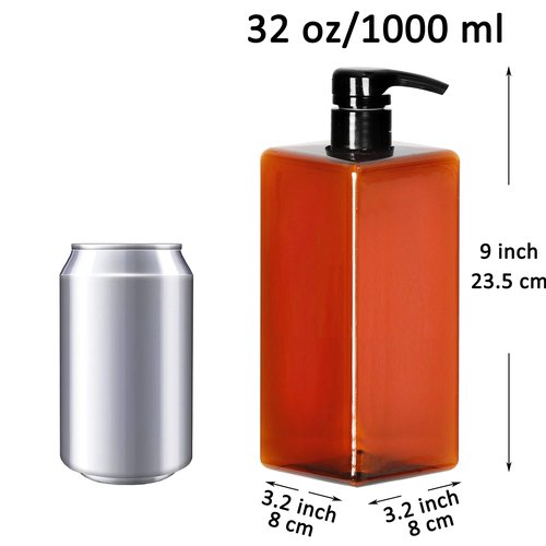 Youngever 3 Pack Pump Bottles for Shampoo 32 Ounce (1 Liter), Empty Shampoo Pump Bottles with Lockdown, Leak Proof Pumps (Amber)