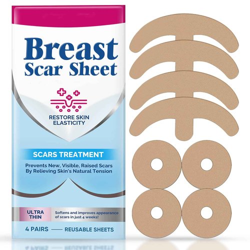 Silicone Scar Sheets, 8 Pcs Medical Grade & Reusable Breast Silicone Scar Tape for Surgical Scars